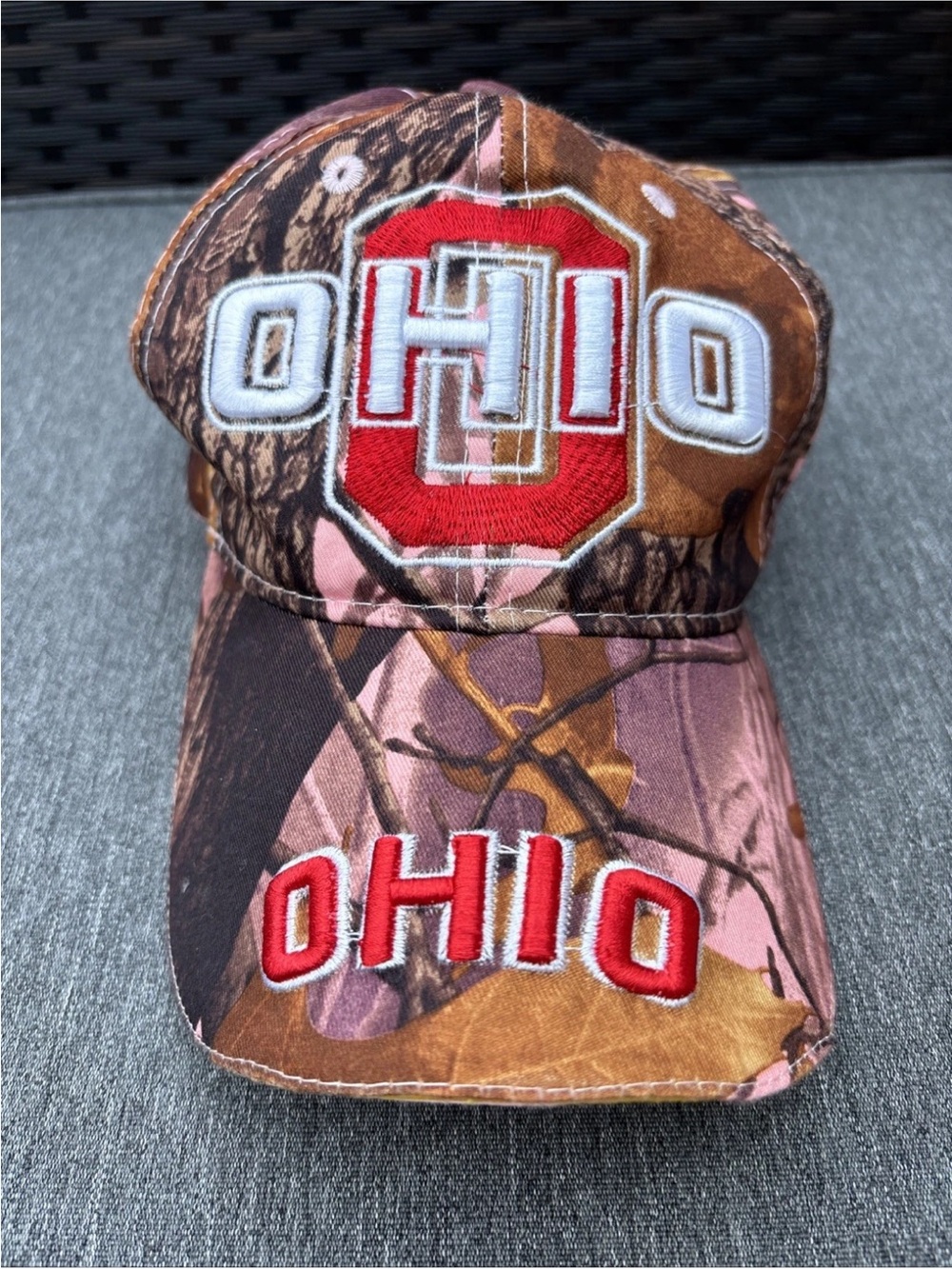 Ohio State Embroidered Print Camouflage Pink Shades Adjustable Baseball Cap Hat